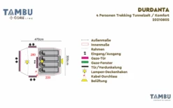 Tambu Durdanta Comfort 4 Persone Tenda A Tunnel Da Trekking Marrone