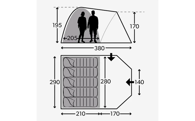 Tenda A Cupola Kampa Brighton 5 Grigio 1 Tenda A Cupola Kampa Brighton 5 Grigio